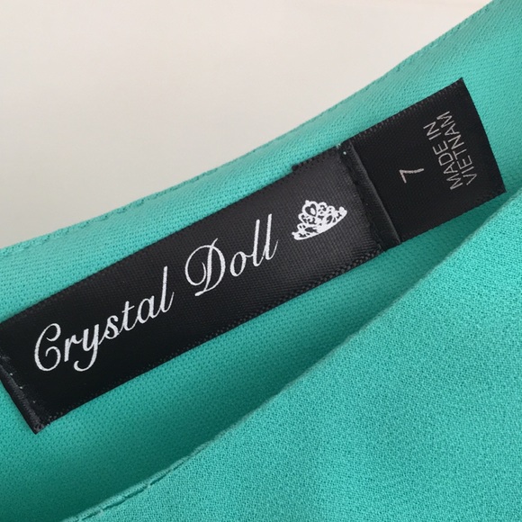 HP 🌺 Crystal Doll Dress 7 (Junior) Green Sleeveless Homecoming Prom Party Sheer - Picture 5 of 10